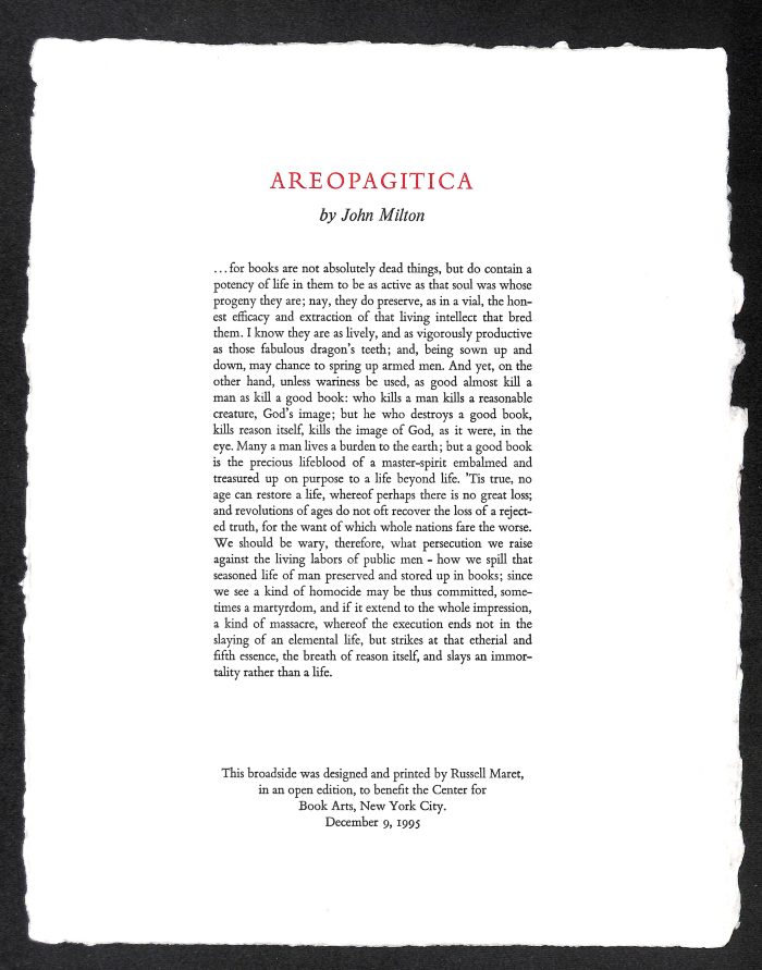 Areopagitica / Russell Maret; John Milton
