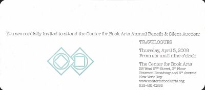 [Invitation to the Center for Book Arts' 2008 annual benefit and silent auction]
