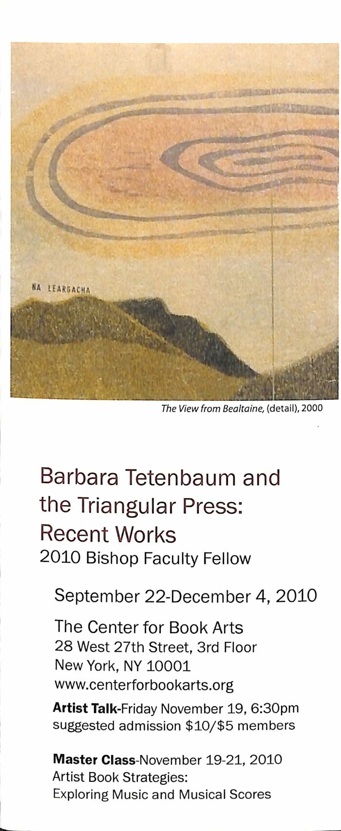 [Exhibition brochure for "Barbara Tetenbaum and the Triangular Press: Recent Works"]
