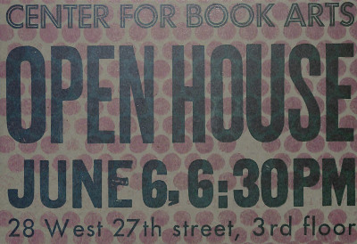 [Postcard advertising the Center for Book Arts' 2019 open house]
