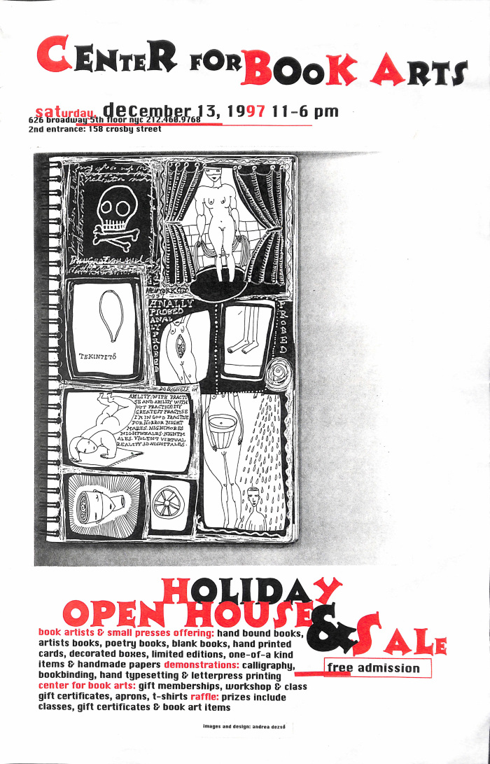 Center for Book Arts : Saturday, December 13, 1997 11-6pm ... Holiday Open House and Sale ...