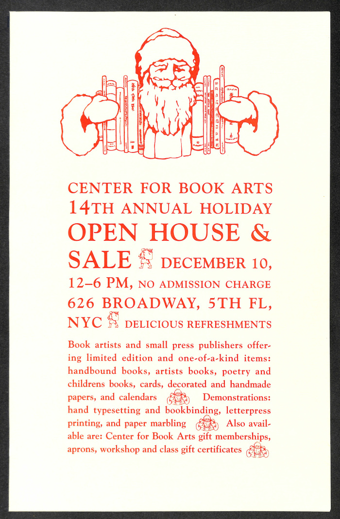 Center for Book Arts 14th Annual Holiday Open House & Sale : December 10, 12-6 PM, No Admission Charge : 626 Broadway, 5th Fl, NYC ...