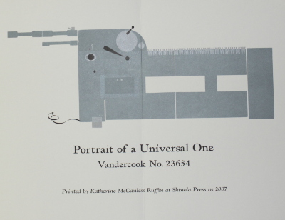 Portrait of a Universal One : Vandercook no. 23564 / Katherine McCanless Ruffin