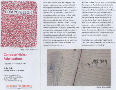 Exhibition brochure for "Candace Hicks: Fabrications"