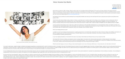 Screen grab of text from the interview and an image of Maria Veronica San Martin holding open a book above her head