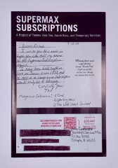 Supermax Subscriptions / Temporary Services, Tamms Year Ten, and Sarah Ross