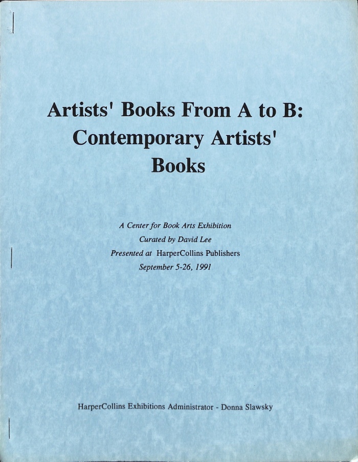 Exhibition catalog for "Artists' Books from A to B"