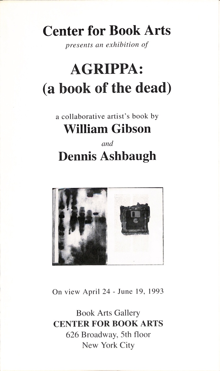 Exhibition catalog for "AGRIPPA: (a book of the dead)"