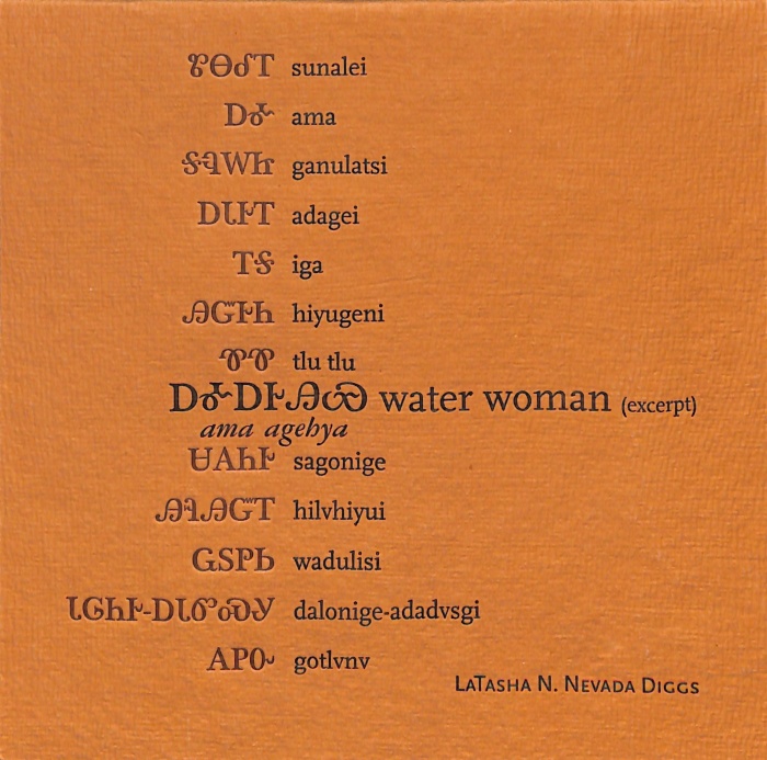 Excerpt from "water woman" / text by LaTasha N. Nevada Diggs; design and printing by Roni Gross