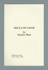 Skull of Adam [unbound signatures] / Stanley Moss
