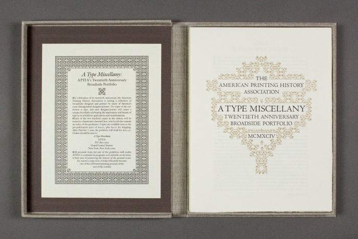 A Type Miscellany: Twentieth Anniversary Broadside Portfolio / The American Printing History Association [APHA]