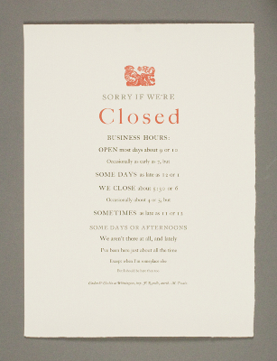 Sorry If We're Closed / John Randle, The Whittington Press