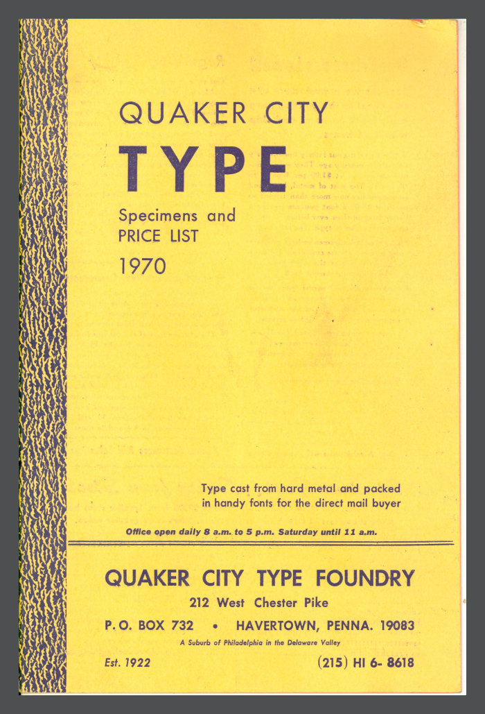 Quaker City Type Specimens and Price List / Quaker City Type Foundry