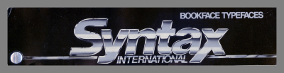 Syntax International Bookface Typefaces / Syntax International 