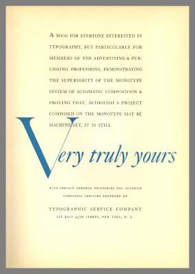 Very Truly Yours / Typographic Service Company