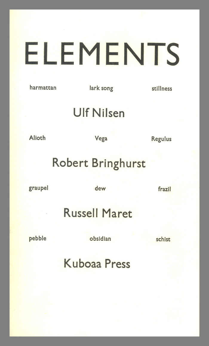 Elements / Ulf Nilsen; Robert Bringhurst; Russell Maret