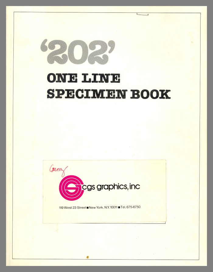 '202' One Line Specimen Book / CGS Graphics, Inc. 