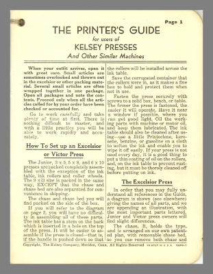 The Printer's Guide for Users of Kelsey Presses and Other Similar Machines / The Kelsey Company
