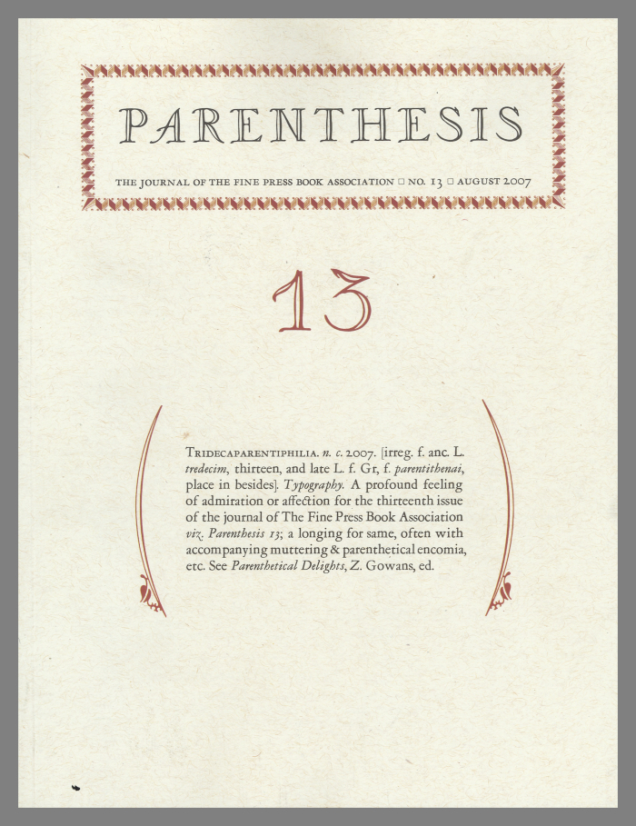 Parenthesis / Fine Press Book Association