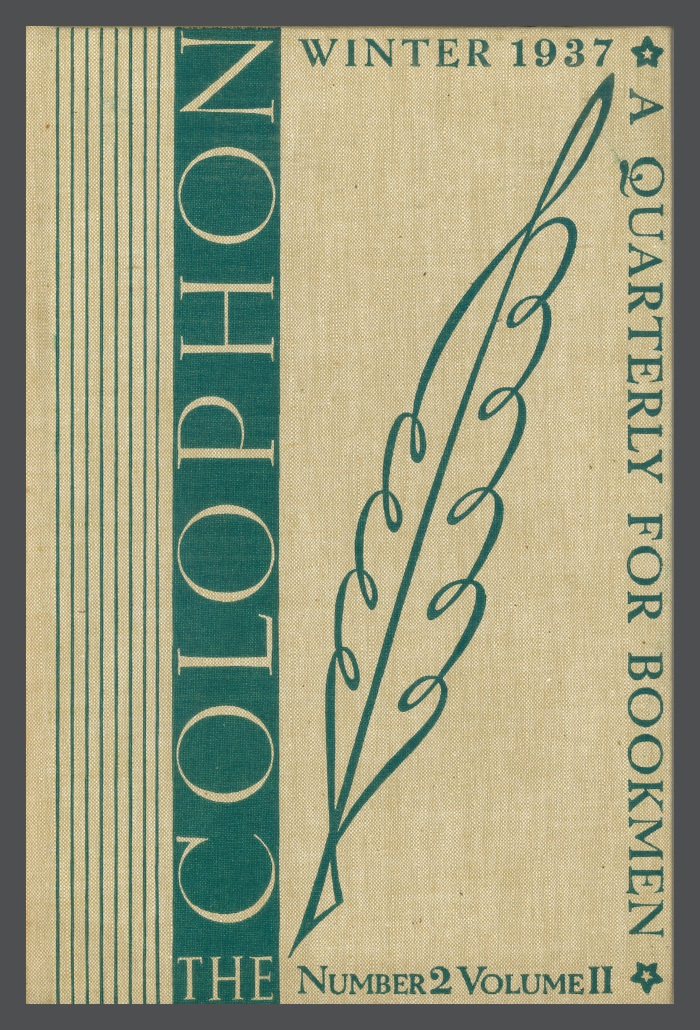 The Colophon New Series: A Quarterly for Bookmen, vol. 2, no. 2 / Frederick B. Adams, Jr., Elmer Adler, Alfred Stanford, John T. Winterich, eds.