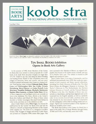 Koob Stra: The Occasional Update from Center for Book Arts / Center for Book Arts