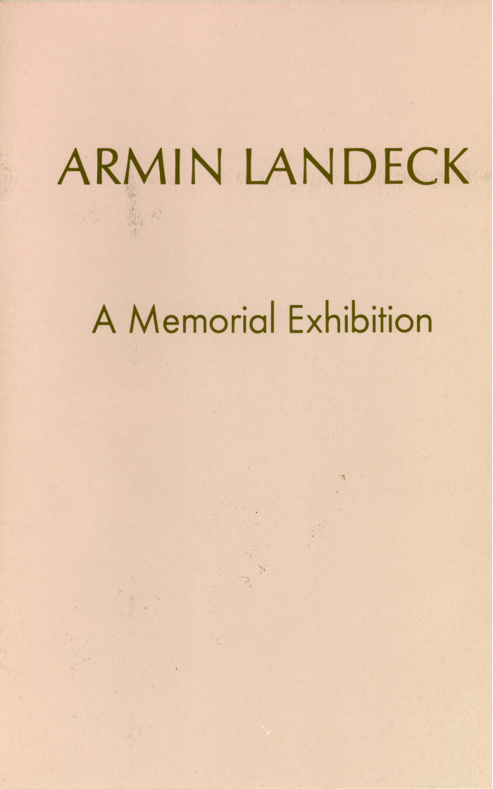 Armin Landeck: A Memorial Exhibition / Armin Landeck