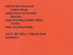 Center for Book Arts presents Frederick Morgan...