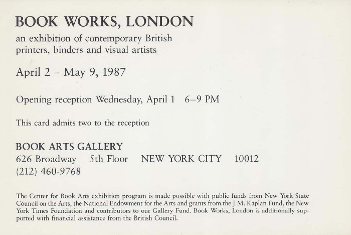 [Postcard advertising "Book Works, London"]
