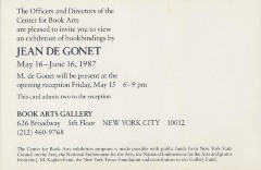 [Postcard invitation to opening of exhibition of works by Jean de Gonet]
