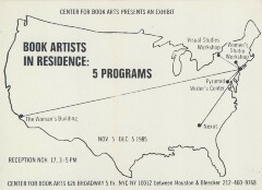 [Postcard advertising "Book Arts in Residence: Five Programs"]
