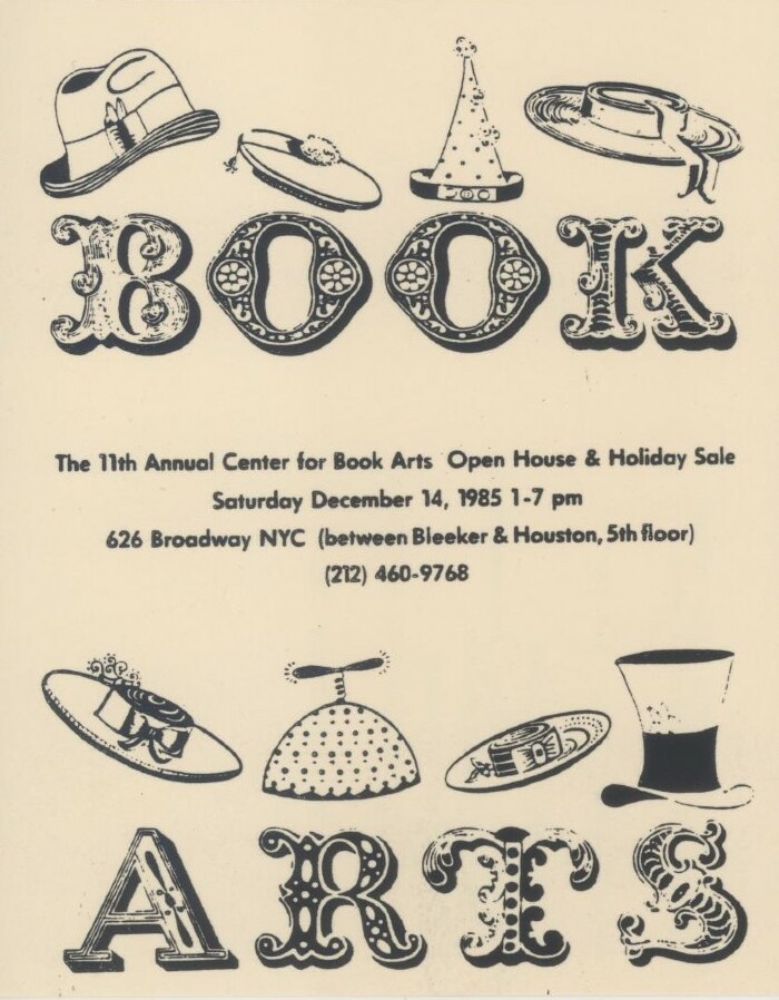 [Postcard advertising the 11th annual Center for Book Arts' open house and holiday sale]
