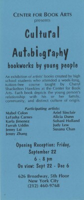 [Postcard advertising 1995 exhibition "Cultural Autobiography"]
