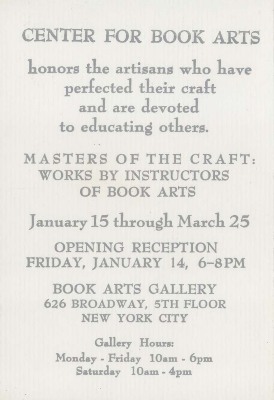 [Postcard advertising "Masters of the Craft"]