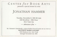 [Postcard advertising a lecture by Jonathan Hammer]
