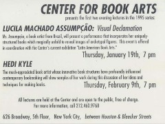 [Postcard advertising lectures by Lucila Machado Assumpcao and Hedi Kyle]