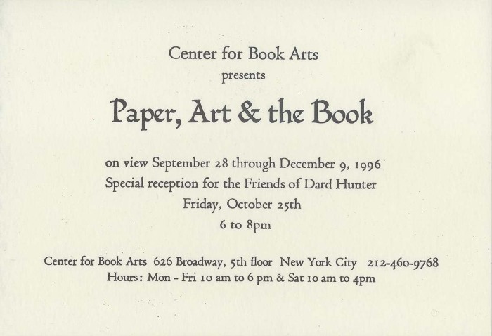 [Postcard advertising "Paper, Art and the Book"]
