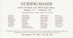 [Postcard advertising "Guiding Hands: Center for Book Arts 1992 Faculty Show"]
