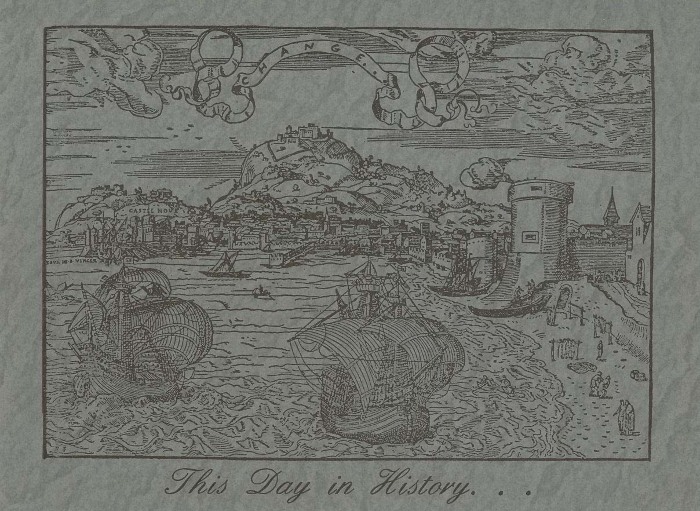[Postcard advertising "This Day in History..."]
