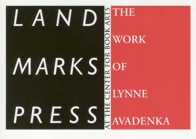 [Postcard advertising "Land Marks Press: The work of Lynne Avadenka"]

