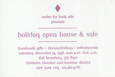 [Postcard advertising 1996 holiday open house and sale]