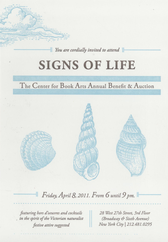 [Invitation to 2011 Center for Book Arts annual benefit and auction]