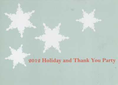 [Postcard advertising the Center for Book Arts' 2012 holiday and thank you party]