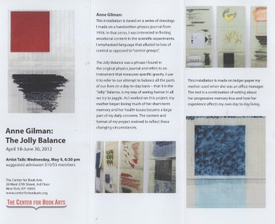 [Exhibition brochure for "Anne Gilman: The Jolly Balance"]
