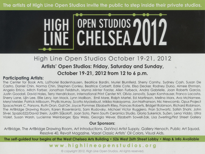 [Postcard advertising the 2012 High Line Open Studios Chelsea]
