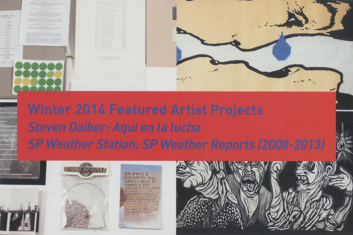 [Postcard advertising winter 2014 featured artist projects at the Center for Book Arts]
