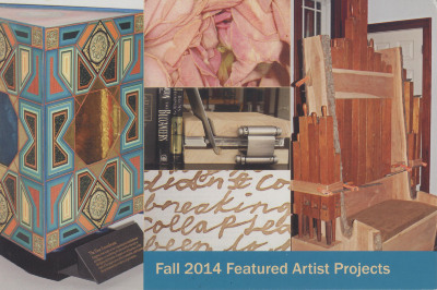 [Postcard advertising fall 2014 featured artist projects at the Center for Book Arts]
