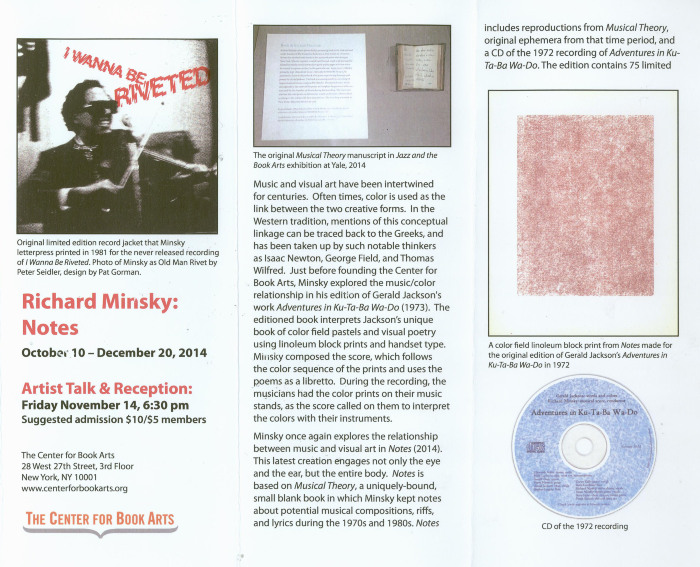 [Exhibition brochure for "Richard Minsky: Notes"]
