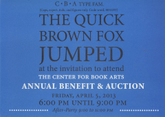 [Invitation to the 2013 Center for Book Arts annual benefit and auction]
