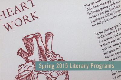 [Postcard advertising spring 2015 literary programs]
