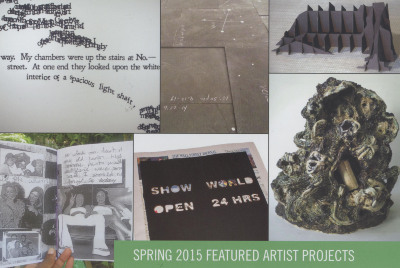 [Postcard advertising spring 2015 featured artist projects]
